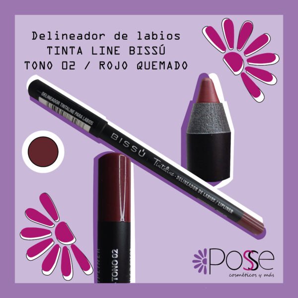 DELINEADOR TINTALINE LABIOS BISSÚ "ROJO QUEMADO" 02